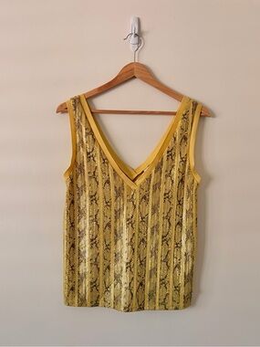 Ted Baker Yellow Snake-Print V-Neck Tank